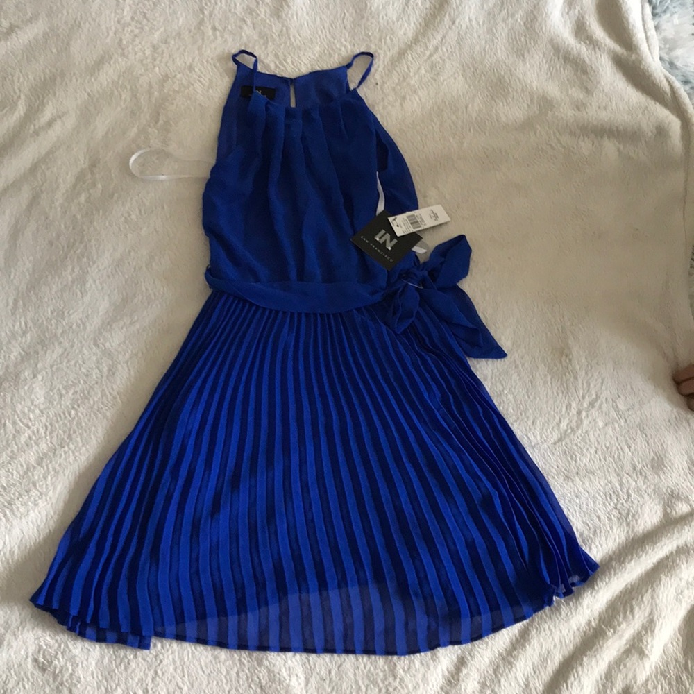 San Francisco royal blue halter dress